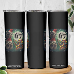 Funny Christmas Three Raccoons 67 Skinny Tumbler Trash Panda Moon Howling Six Seven Meme TS11 Print Your Wear