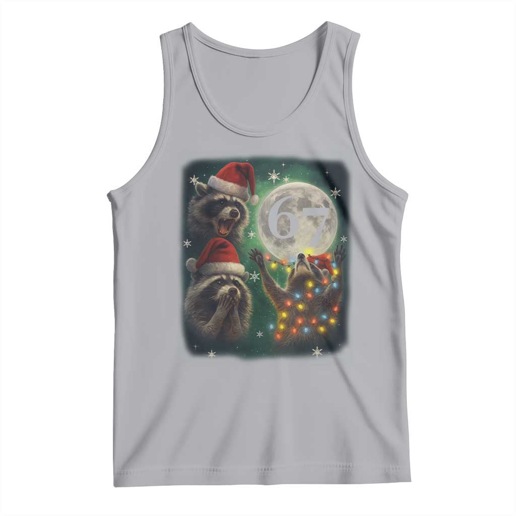 Funny Christmas Three Raccoons 67 Tank Top Trash Panda Moon Howling Six Seven Meme TS11 Athletic Heather Print Your Wear