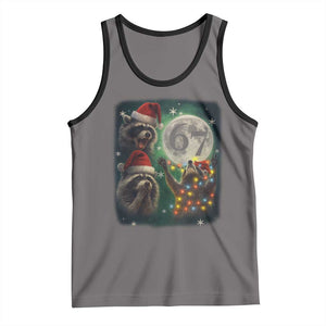 Funny Christmas Three Raccoons 67 Tank Top Trash Panda Moon Howling Six Seven Meme TS11 Deep Heather Black Print Your Wear