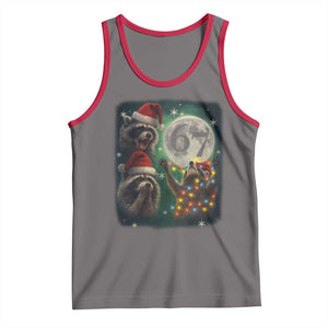 Funny Christmas Three Raccoons 67 Tank Top Trash Panda Moon Howling Six Seven Meme TS11 Deep Heather Red Print Your Wear