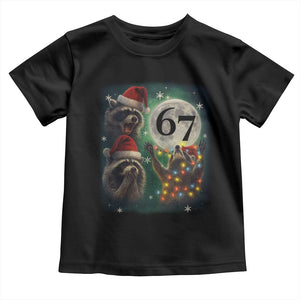 Funny Christmas Three Raccoons 67 Toddler T Shirt Trash Panda Moon Howling Six Seven Meme TS11 Black Print Your Wear