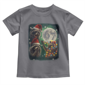 Funny Christmas Three Raccoons 67 Toddler T Shirt Trash Panda Moon Howling Six Seven Meme TS11 Charcoal Print Your Wear