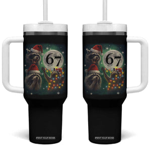 Funny Christmas Three Raccoons 67 Tumbler With Handle Trash Panda Moon Howling Six Seven Meme TS11 One Size: 40 oz Black Print Your Wear