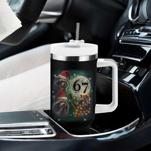 Funny Christmas Three Raccoons 67 Tumbler With Handle Trash Panda Moon Howling Six Seven Meme TS11 Print Your Wear