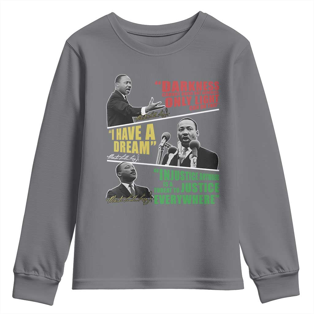 Martin Luther King MLK Quotes Black History Leaders Youth Sweatshirt TS11 Charcoal Print Your Wear