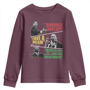 Martin Luther King MLK Quotes Black History Leaders Youth Sweatshirt TS11 Maroon Print Your Wear