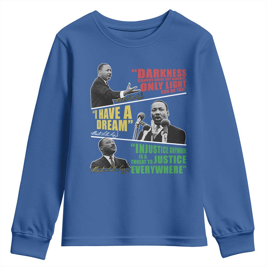 Martin Luther King MLK Quotes Black History Leaders Youth Sweatshirt TS11 Royal Blue Print Your Wear