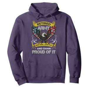 Retired Army Been There Done That And Damn Proud Of It Hoodie Veteran Bald Eagle American Flag TS11 Purple Print Your Wear