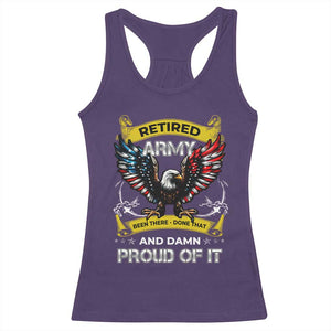 Retired Army Been There Done That And Damn Proud Of It Racerback Tank Top Veteran Bald Eagle American Flag TS11 Purple Print Your Wear