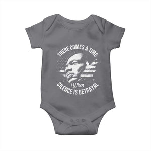 MLK Day There Comes A Time When Silence Is Betrayal Baby Onesie Martin Luther King Vintage American Flag Black History Month TS11 Charcoal Print Your Wear