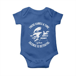 MLK Day There Comes A Time When Silence Is Betrayal Baby Onesie Martin Luther King Vintage American Flag Black History Month TS11 Royal Blue Print Your Wear