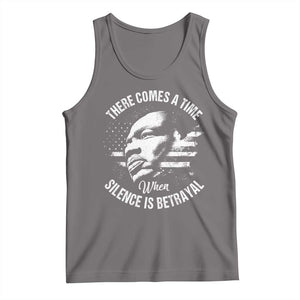 MLK Day There Comes A Time When Silence Is Betrayal Tank Top Martin Luther King Vintage American Flag Black History Month TS11 Deep Heather Print Your Wear