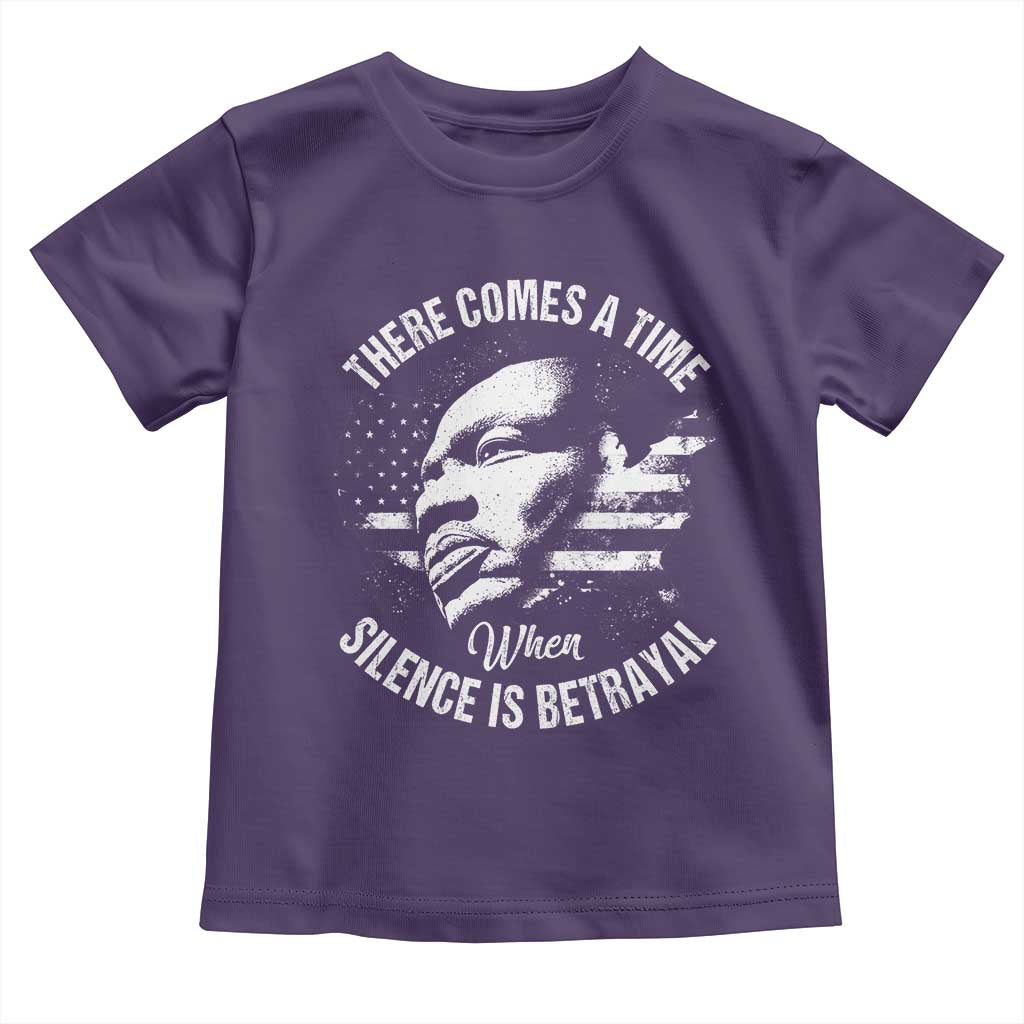 MLK Day There Comes A Time When Silence Is Betrayal Toddler T Shirt Martin Luther King Vintage American Flag Black History Month TS11 Purple Print Your Wear