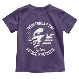 MLK Day There Comes A Time When Silence Is Betrayal Toddler T Shirt Martin Luther King Vintage American Flag Black History Month TS11 Purple Print Your Wear