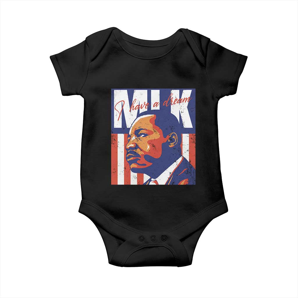 MLK Day I Have A Dream Baby Onesie Martin Luther King Vintage American Flag Black History Month TS11 Black Print Your Wear