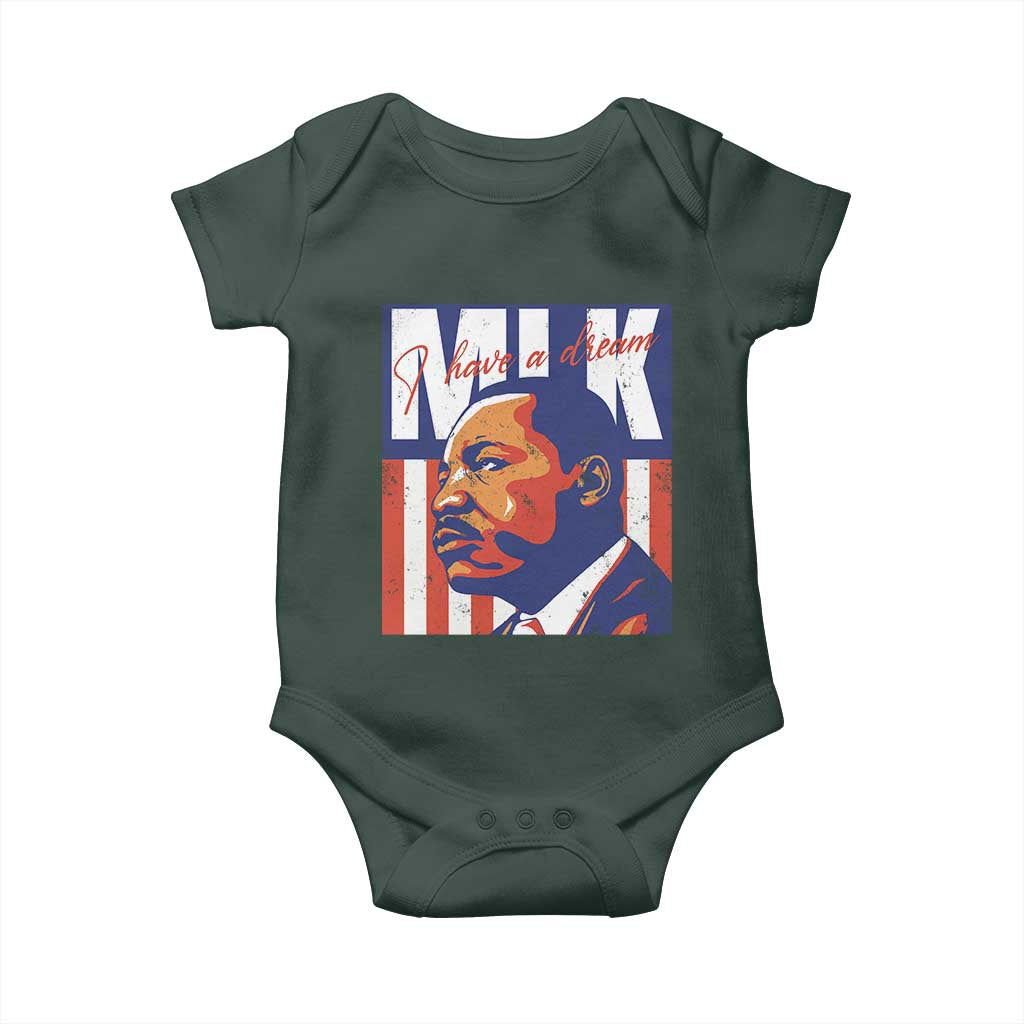 MLK Day I Have A Dream Baby Onesie Martin Luther King Vintage American Flag Black History Month TS11 Print Your Wear