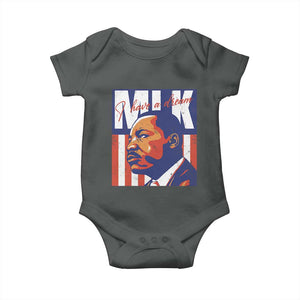 MLK Day I Have A Dream Baby Onesie Martin Luther King Vintage American Flag Black History Month TS11 Dark Heather Print Your Wear