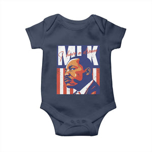 MLK Day I Have A Dream Baby Onesie Martin Luther King Vintage American Flag Black History Month TS11 Navy Print Your Wear