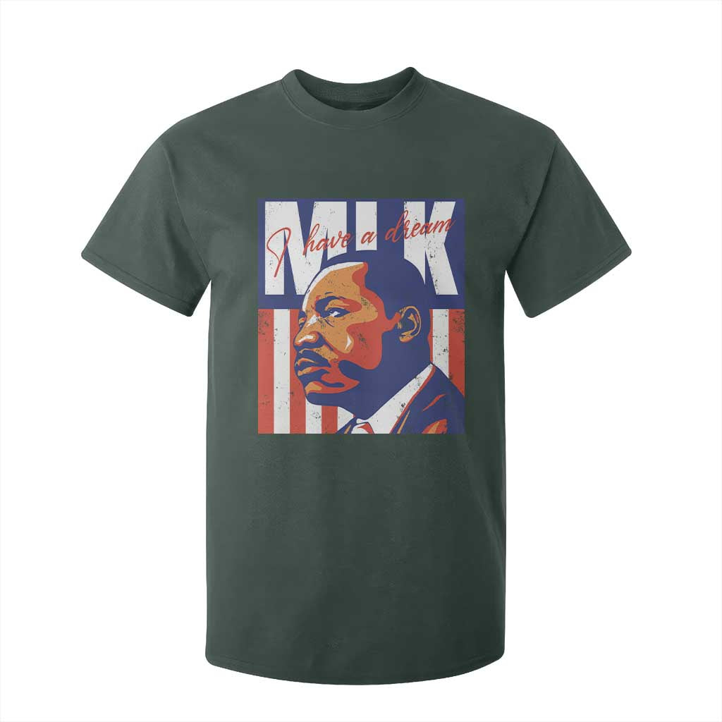 MLK Day I Have A Dream T Shirt For Kid Martin Luther King Vintage American Flag Black History Month TS11 Dark Forest Green Print Your Wear