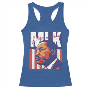 MLK Day I Have A Dream Racerback Tank Top Martin Luther King Vintage American Flag Black History Month TS11 Royal Blue Print Your Wear