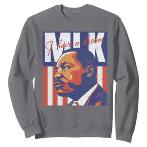 MLK Day I Have A Dream Sweatshirt Martin Luther King Vintage American Flag Black History Month TS11 Charcoal Print Your Wear