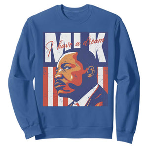 MLK Day I Have A Dream Sweatshirt Martin Luther King Vintage American Flag Black History Month TS11 Royal Blue Print Your Wear