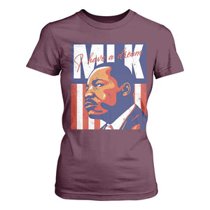 MLK Day I Have A Dream T Shirt For Women Martin Luther King Vintage American Flag Black History Month TS11 Maroon Print Your Wear