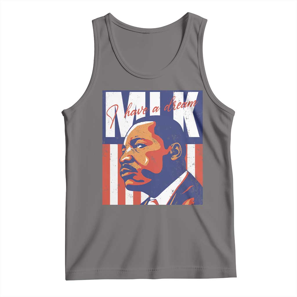 MLK Day I Have A Dream Tank Top Martin Luther King Vintage American Flag Black History Month TS11 Deep Heather Print Your Wear
