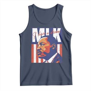 MLK Day I Have A Dream Tank Top Martin Luther King Vintage American Flag Black History Month TS11 Navy Print Your Wear