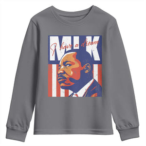MLK Day I Have A Dream Youth Sweatshirt Martin Luther King Vintage American Flag Black History Month TS11 Charcoal Print Your Wear