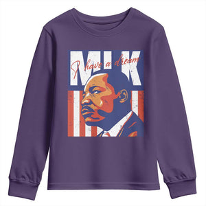 MLK Day I Have A Dream Youth Sweatshirt Martin Luther King Vintage American Flag Black History Month TS11 Purple Print Your Wear