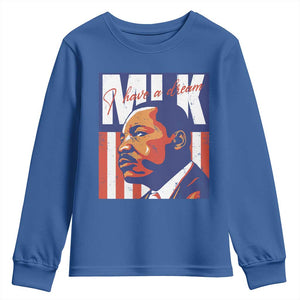 MLK Day I Have A Dream Youth Sweatshirt Martin Luther King Vintage American Flag Black History Month TS11 Royal Blue Print Your Wear