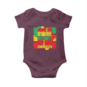 MLK Day Judge Me By The Content Of My Character Baby Onesie Martin Luther King Africa Map Black History Month TS11 Maroon Print Your Wear