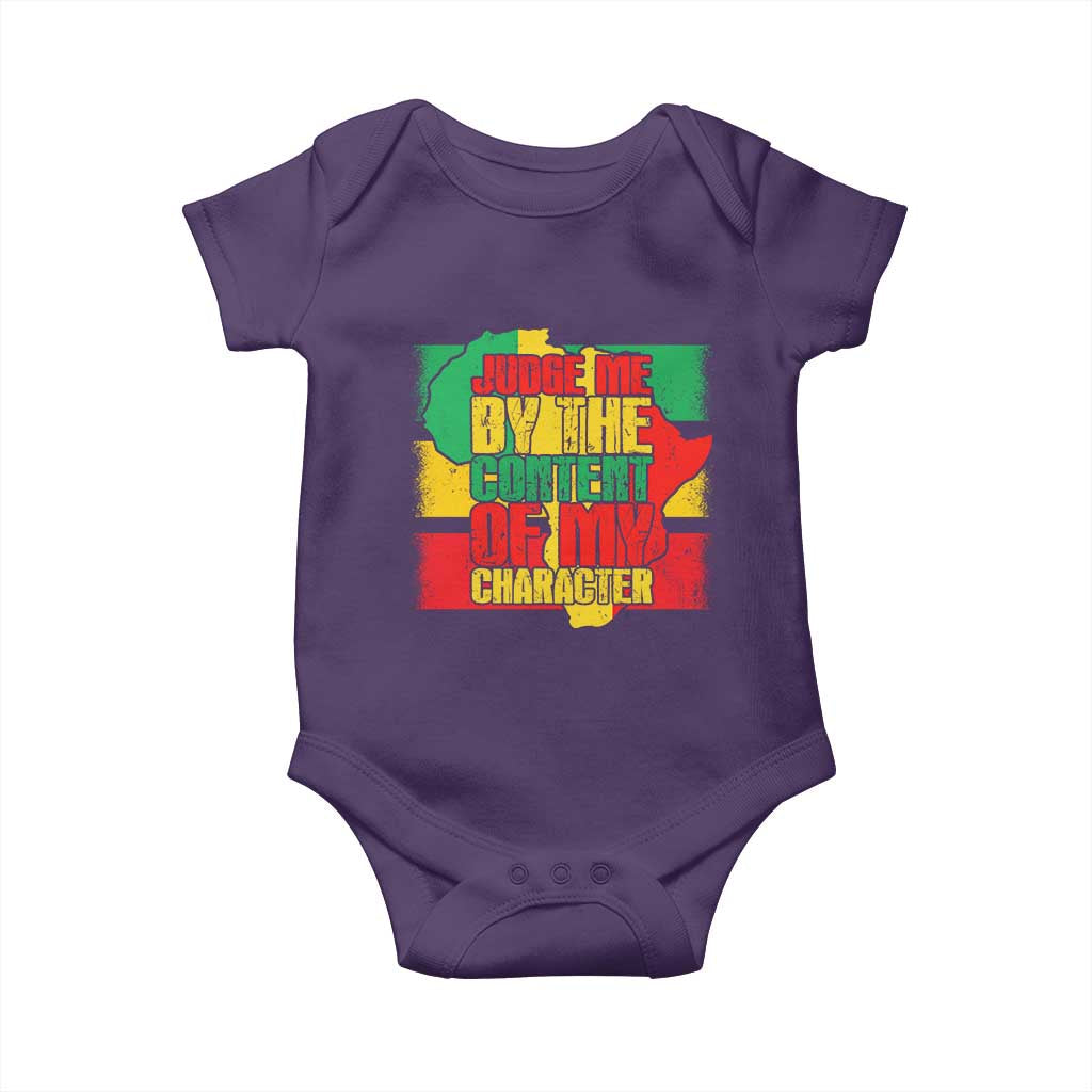 MLK Day Judge Me By The Content Of My Character Baby Onesie Martin Luther King Africa Map Black History Month TS11 Purple Print Your Wear