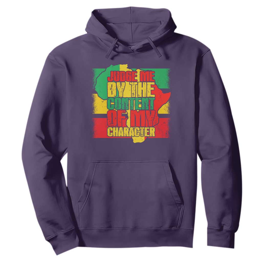 MLK Day Judge Me By The Content Of My Character Hoodie Martin Luther King Africa Map Black History Month TS11 Purple Print Your Wear