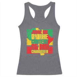 MLK Day Judge Me By The Content Of My Character Racerback Tank Top Martin Luther King Africa Map Black History Month TS11 Charcoal Print Your Wear
