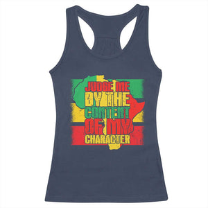 MLK Day Judge Me By The Content Of My Character Racerback Tank Top Martin Luther King Africa Map Black History Month TS11 Navy Print Your Wear