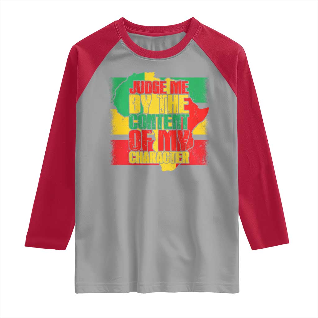 MLK Day Judge Me By The Content Of My Character Raglan Shirt Martin Luther King Africa Map Black History Month TS11 Sport Gray Red Print Your Wear