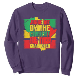 MLK Day Judge Me By The Content Of My Character Sweatshirt Martin Luther King Africa Map Black History Month TS11 Purple Print Your Wear