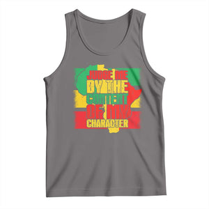 MLK Day Judge Me By The Content Of My Character Tank Top Martin Luther King Africa Map Black History Month TS11 Deep Heather Print Your Wear