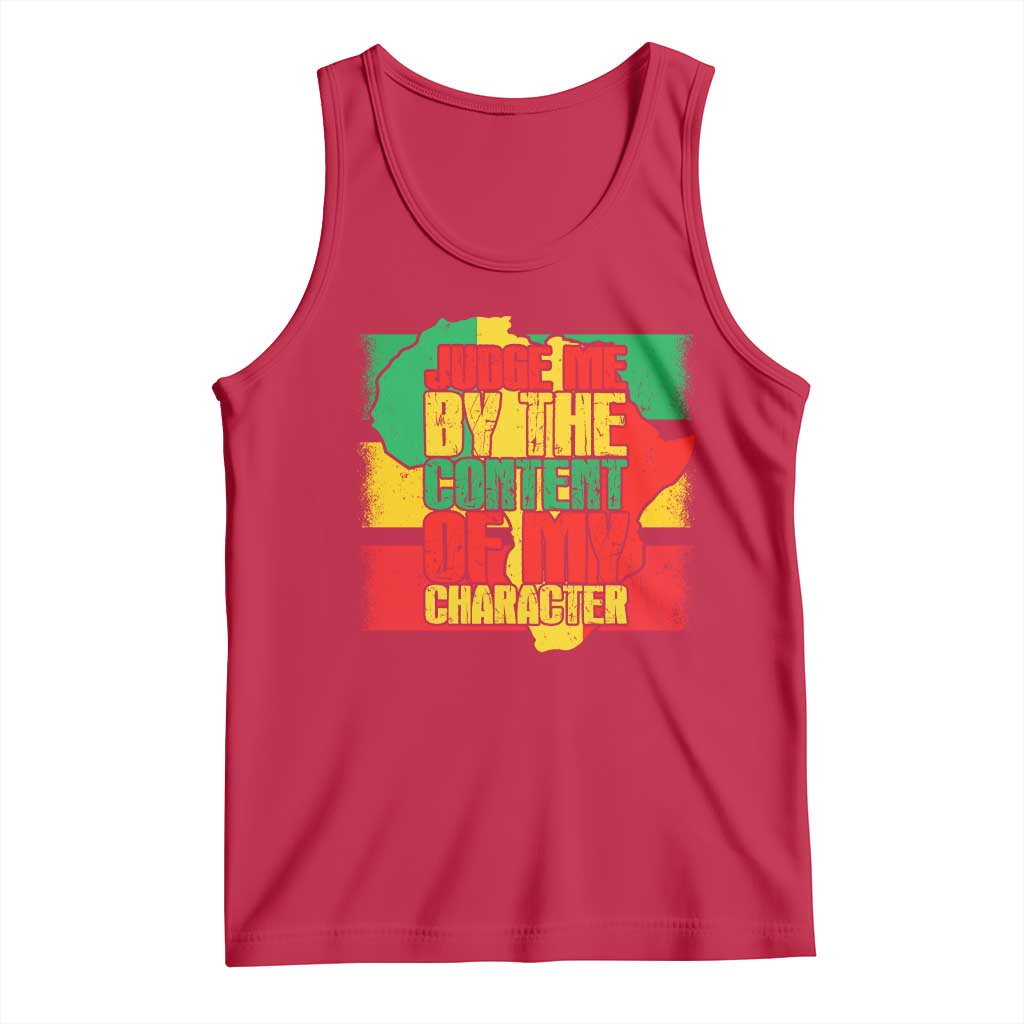 MLK Day Judge Me By The Content Of My Character Tank Top Martin Luther King Africa Map Black History Month TS11 Red Print Your Wear
