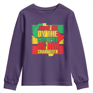 MLK Day Judge Me By The Content Of My Character Youth Sweatshirt Martin Luther King Africa Map Black History Month TS11 Purple Print Your Wear
