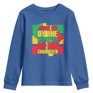 MLK Day Judge Me By The Content Of My Character Youth Sweatshirt Martin Luther King Africa Map Black History Month TS11 Royal Blue Print Your Wear