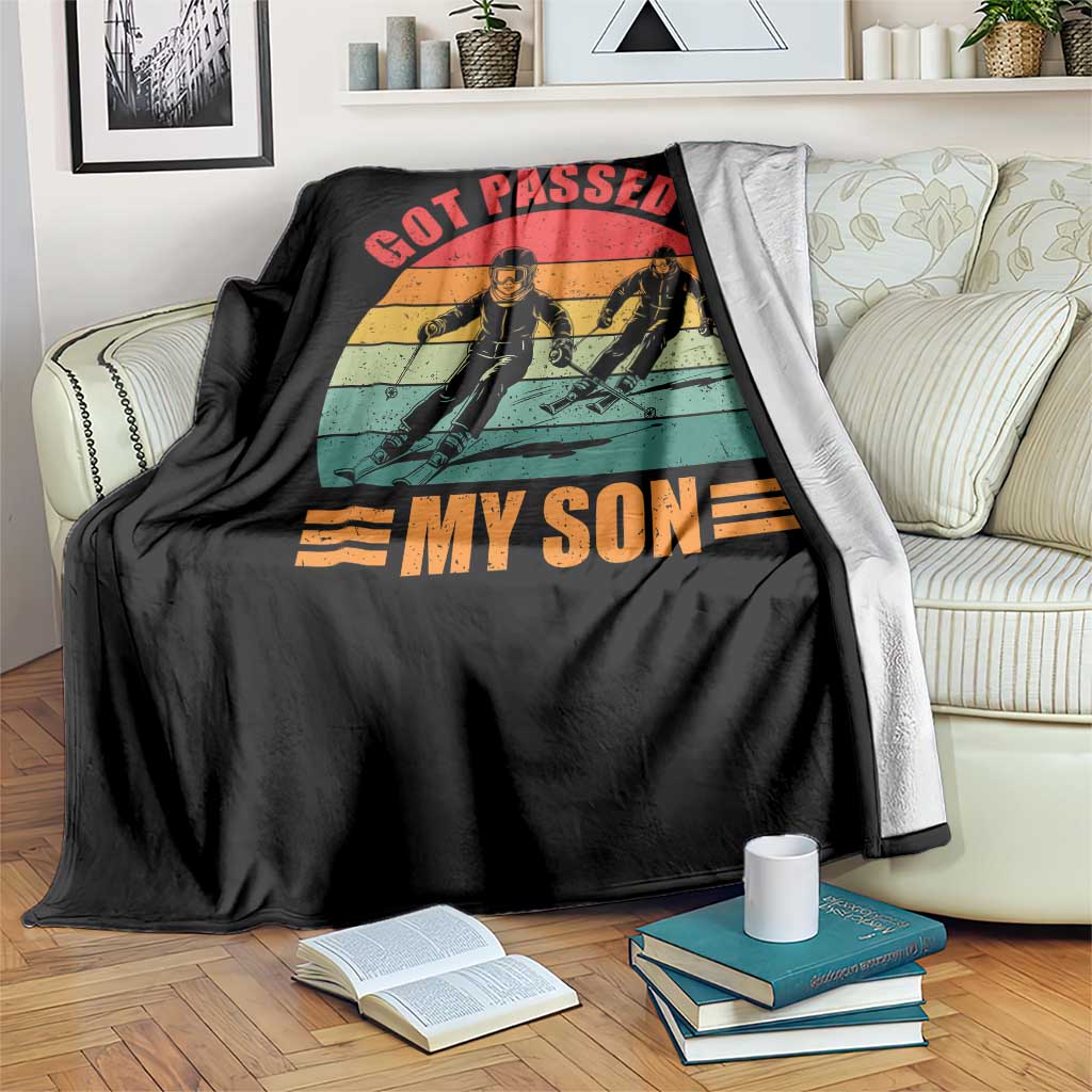 Funny Skiing Ski Dad Throw Blanket Got Passed By My Son Retro Vintage TS11 Print Your Wear