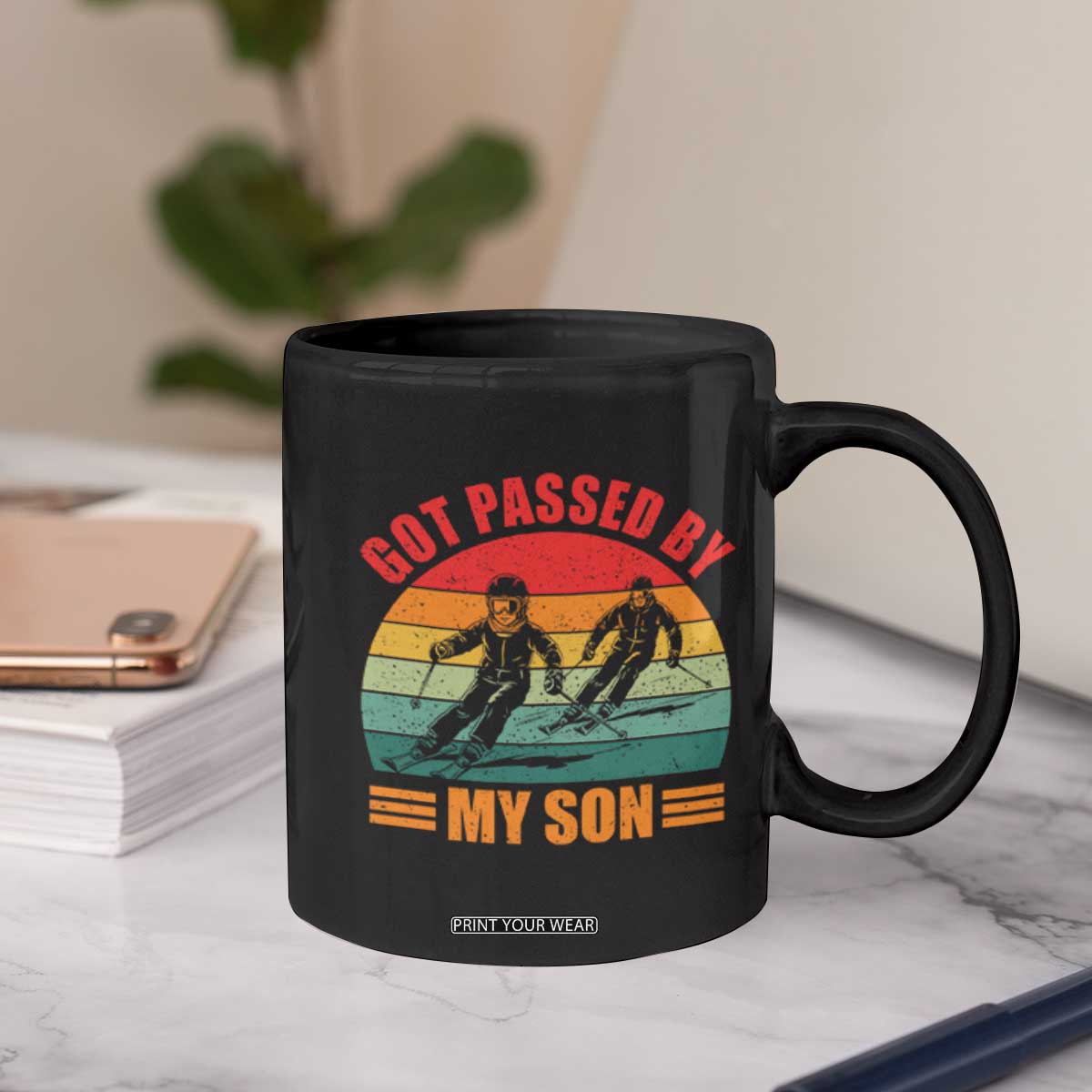 Funny Skiing Ski Dad Coffee Mug Got Passed By My Son Retro Vintage TS11 Print Your Wear