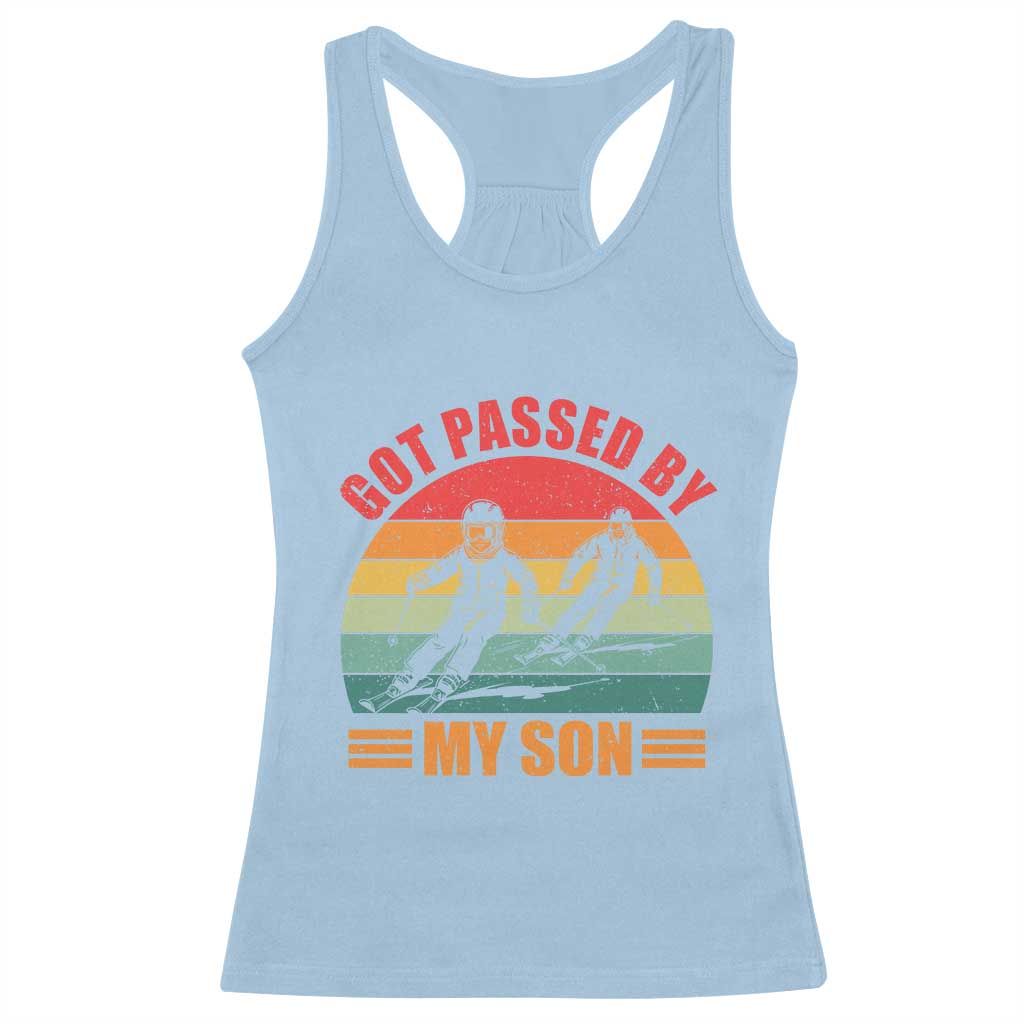 Funny Skiing Ski Dad Racerback Tank Top Got Passed By My Son Retro Vintage TS11 Light Blue Print Your Wear