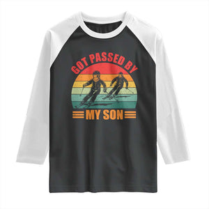 Funny Skiing Ski Dad Raglan Shirt Got Passed By My Son Retro Vintage TS11 Black White Print Your Wear