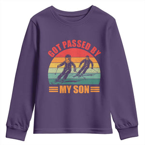 Funny Skiing Ski Dad Youth Sweatshirt Got Passed By My Son Retro Vintage TS11 Purple Print Your Wear