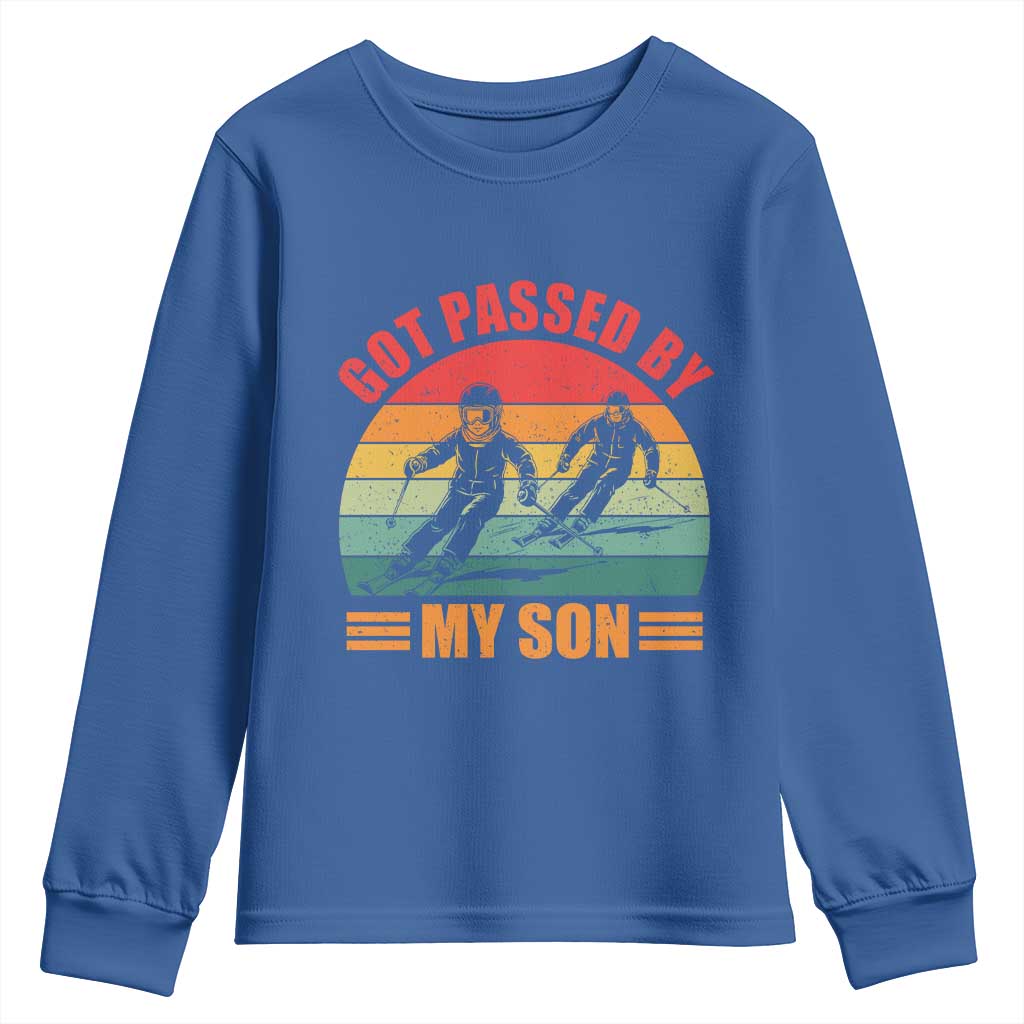 Funny Skiing Ski Dad Youth Sweatshirt Got Passed By My Son Retro Vintage TS11 Royal Blue Print Your Wear