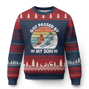 Funny Ski Dad Ugly Christmas Sweater Got Passed By My Son Retro Vintage TS11 Navy Red Print Your Wear